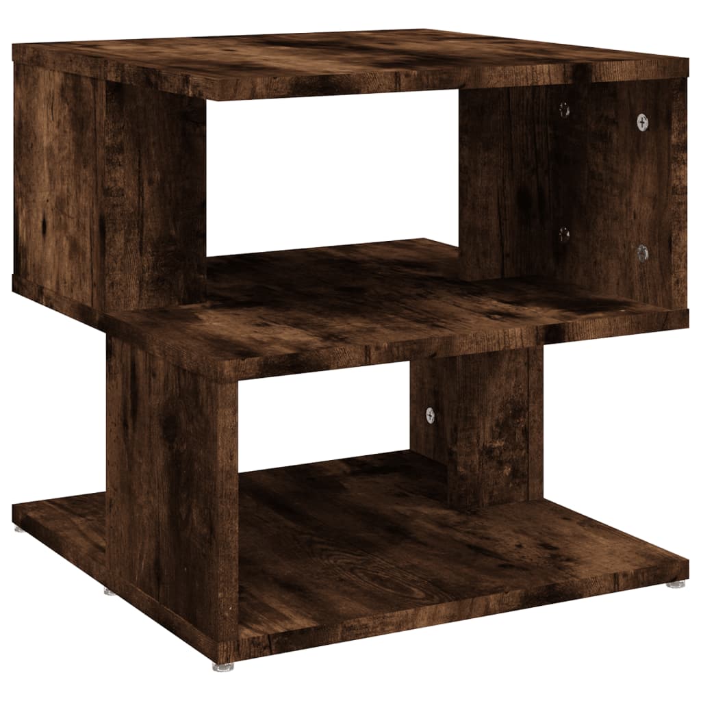 Smoked Oak Engineered Wood Side Table - 40x40 cm