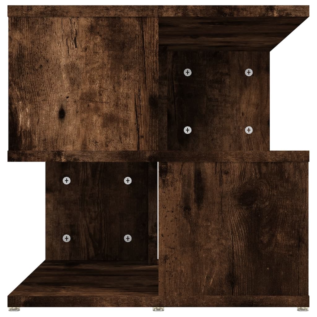 Smoked Oak Engineered Wood Side Table - 40x40 cm