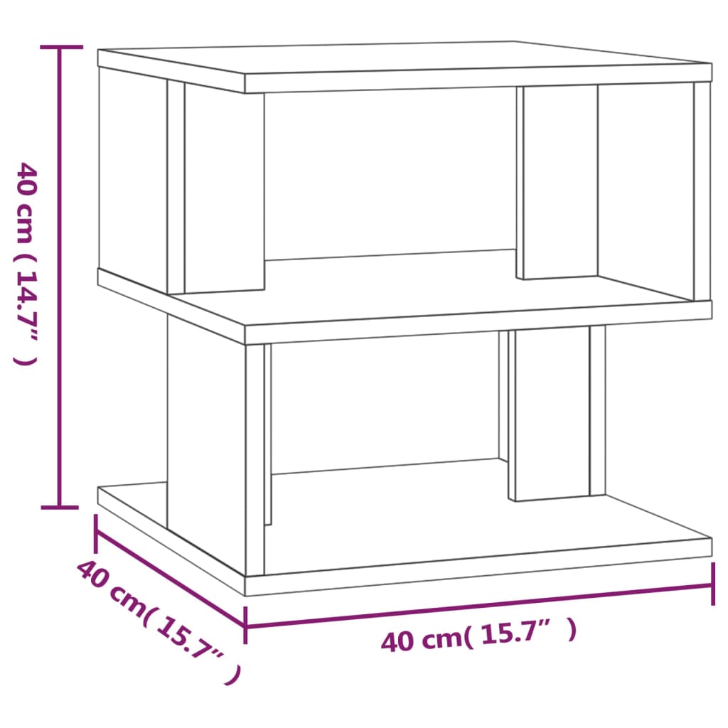 Smoked Oak Engineered Wood Side Table - 40x40 cm