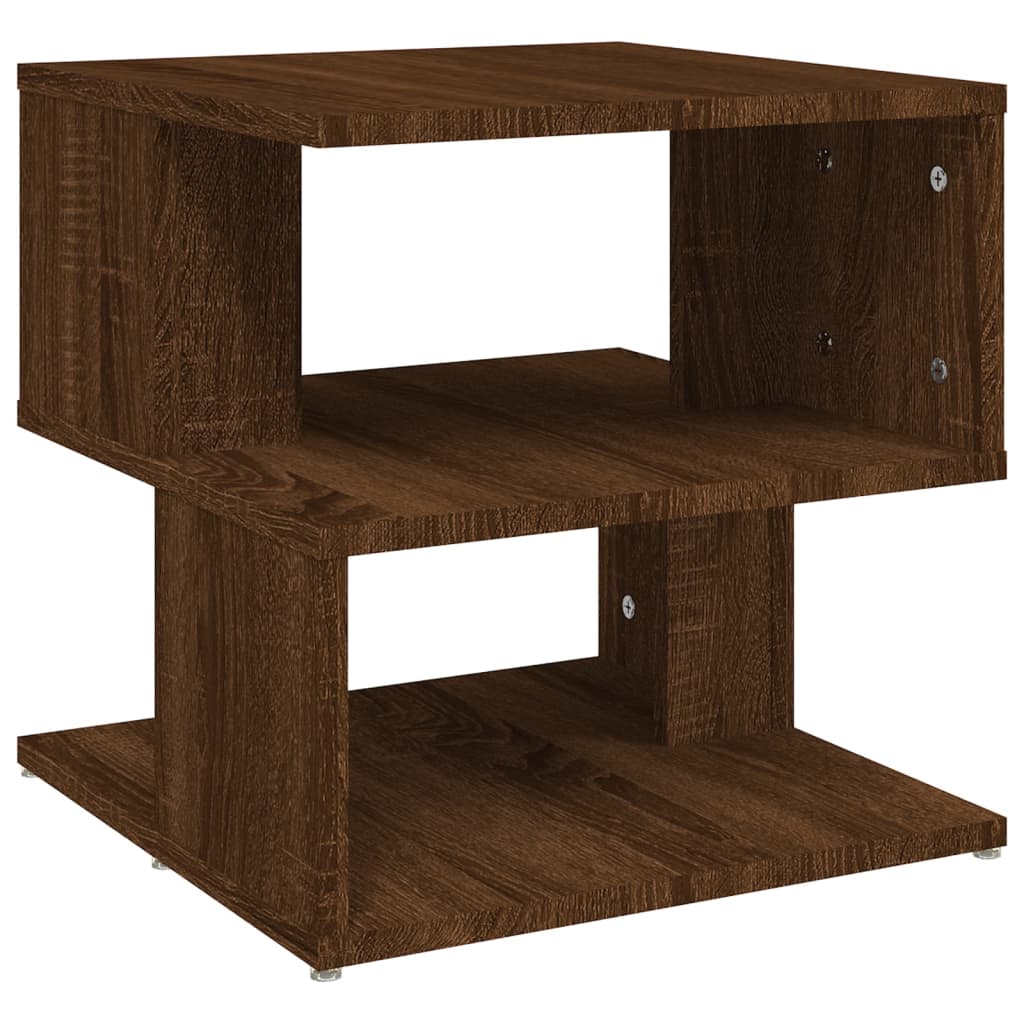 Compact Brown Oak Side Table - 40x40x40 cm, Engineered Wood