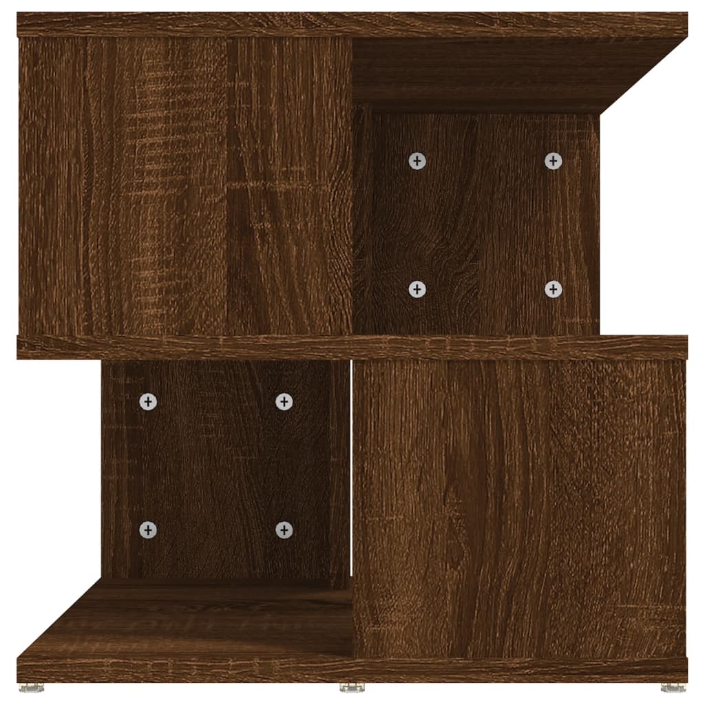 Compact Brown Oak Side Table - 40x40x40 cm, Engineered Wood