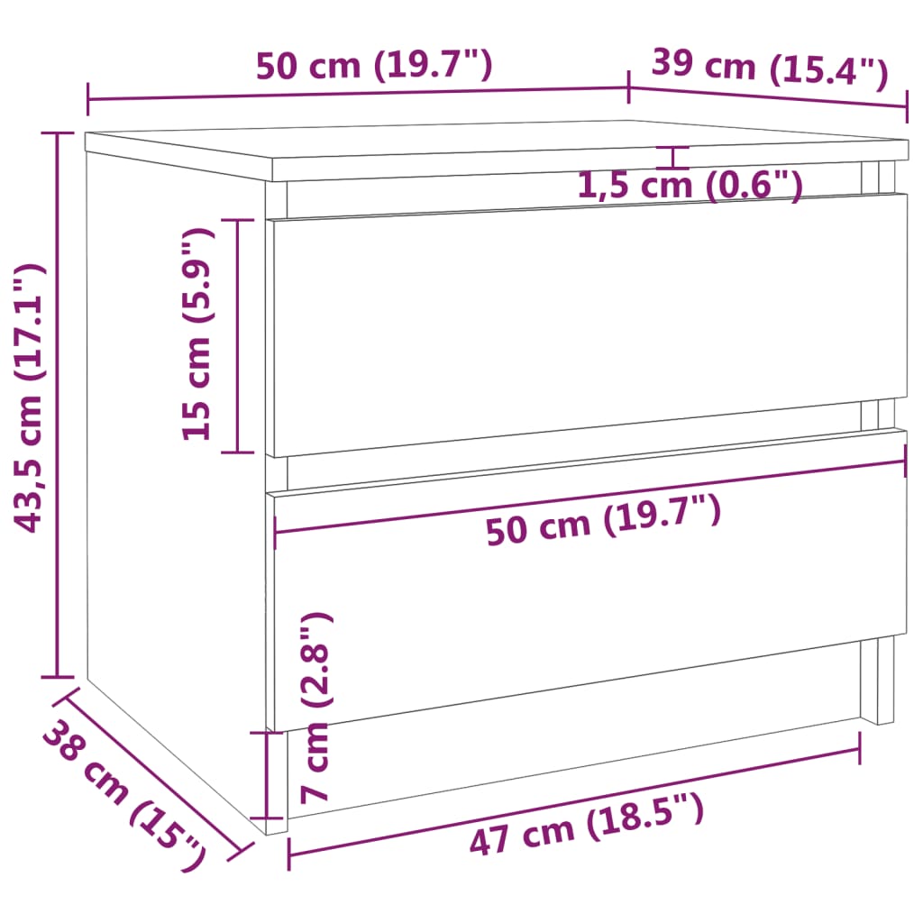 Bed Cabinet Smoked Oak 50x39x43.5 cm Engineered Wood