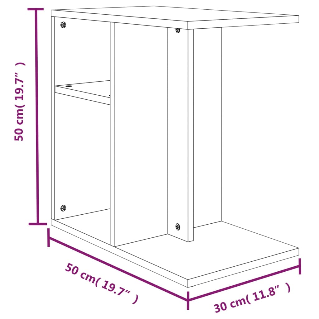 Smoked Oak Side Table 50x30x50 cm - Engineered Wood