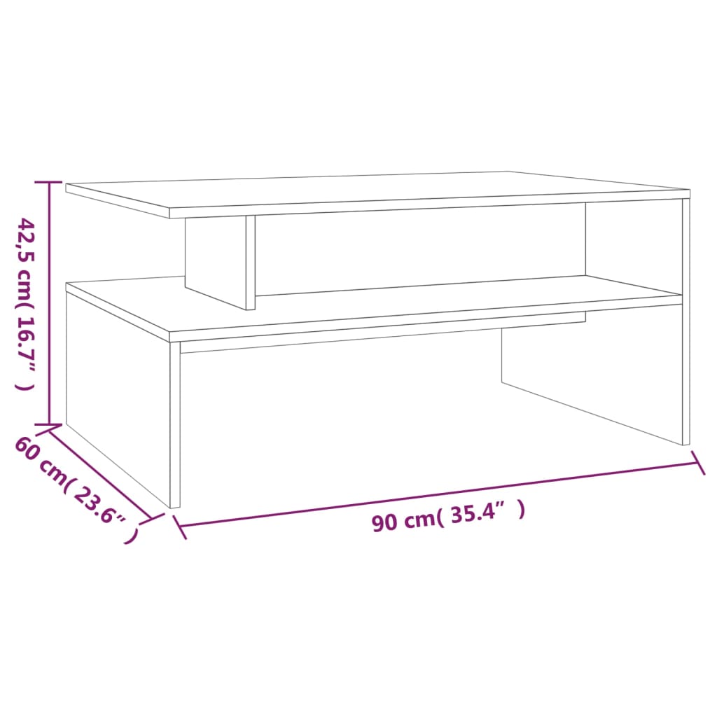 Coffee Table Smoked Oak 90x60x42,5 cm Engineered Wood