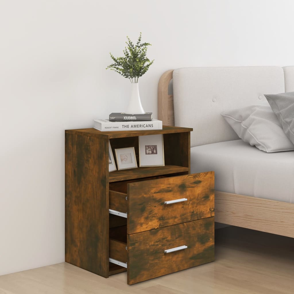 Bed Cabinets 2 pcs Smoked Oak 50x32x60 cm