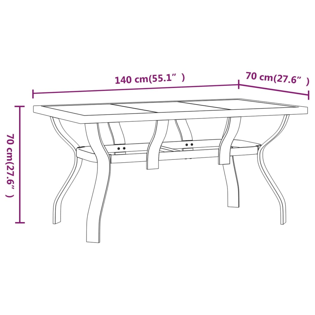 5 Piece Garden Dining Set Black