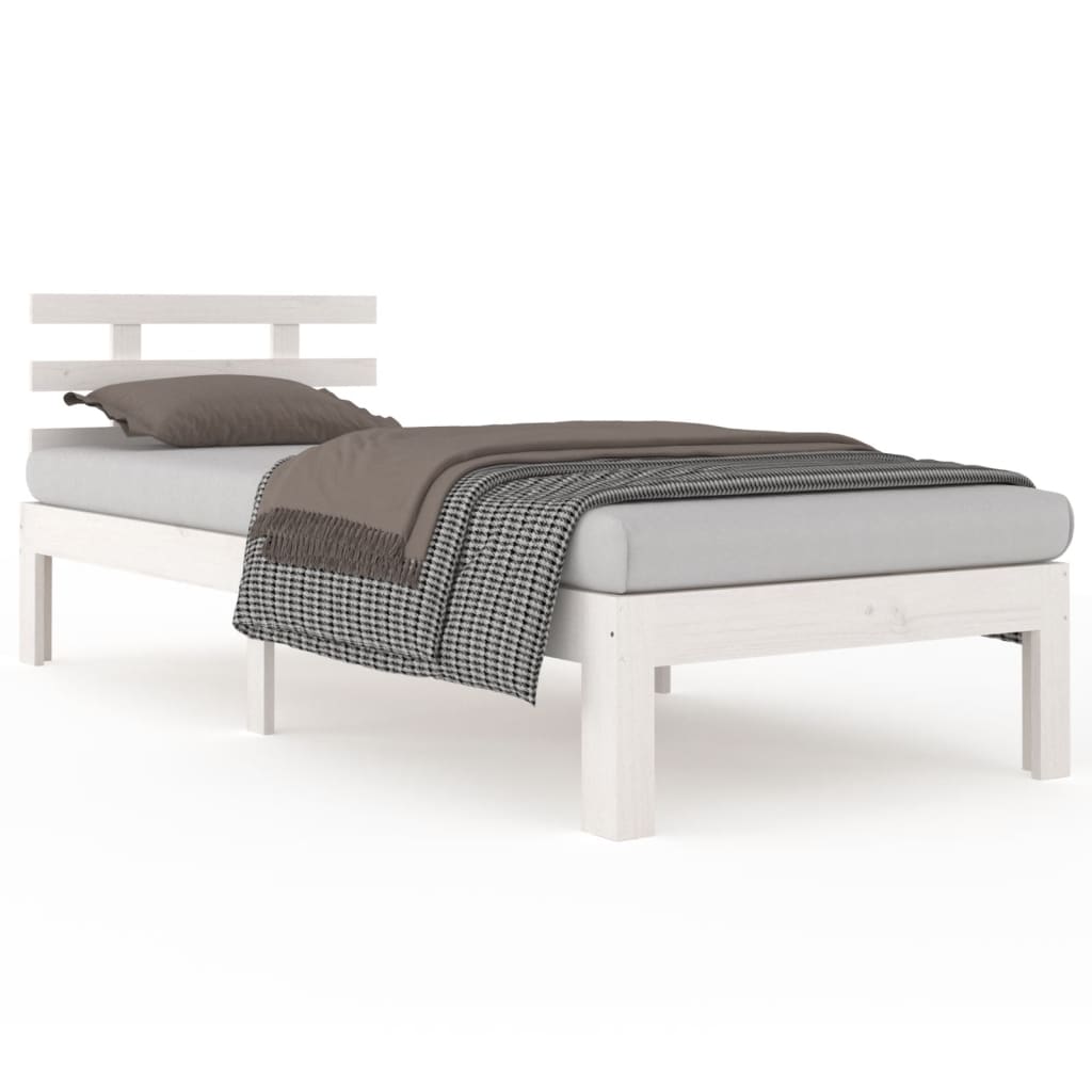 White Metal Bed Frame 75x190cm - Small Single, No Mattress Included
