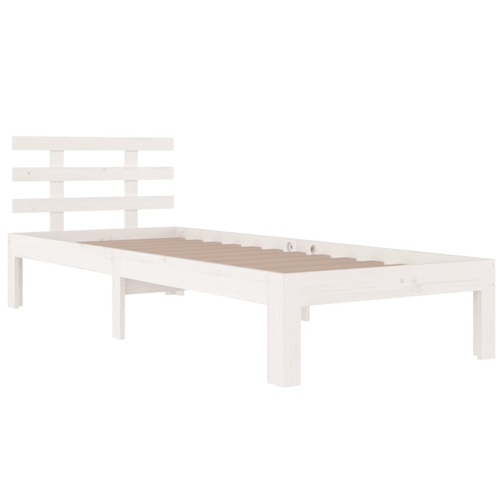 White Metal Bed Frame 75x190cm - Small Single, No Mattress Included
