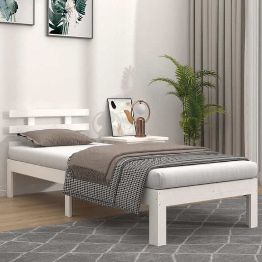 White Metal Bed Frame 75x190cm - Small Single, No Mattress Included