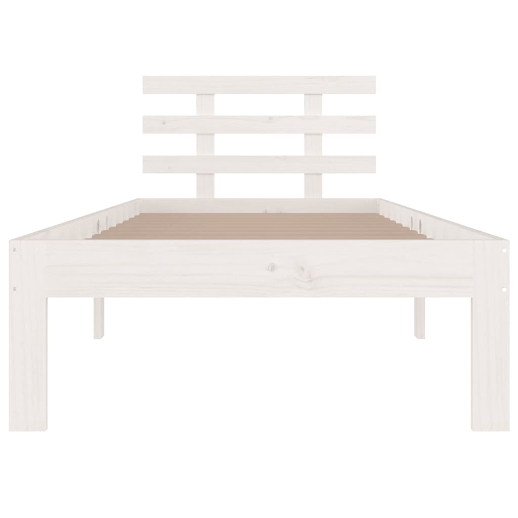 White Solid Wood Bed Frame 90x200 cm - No Mattress Included