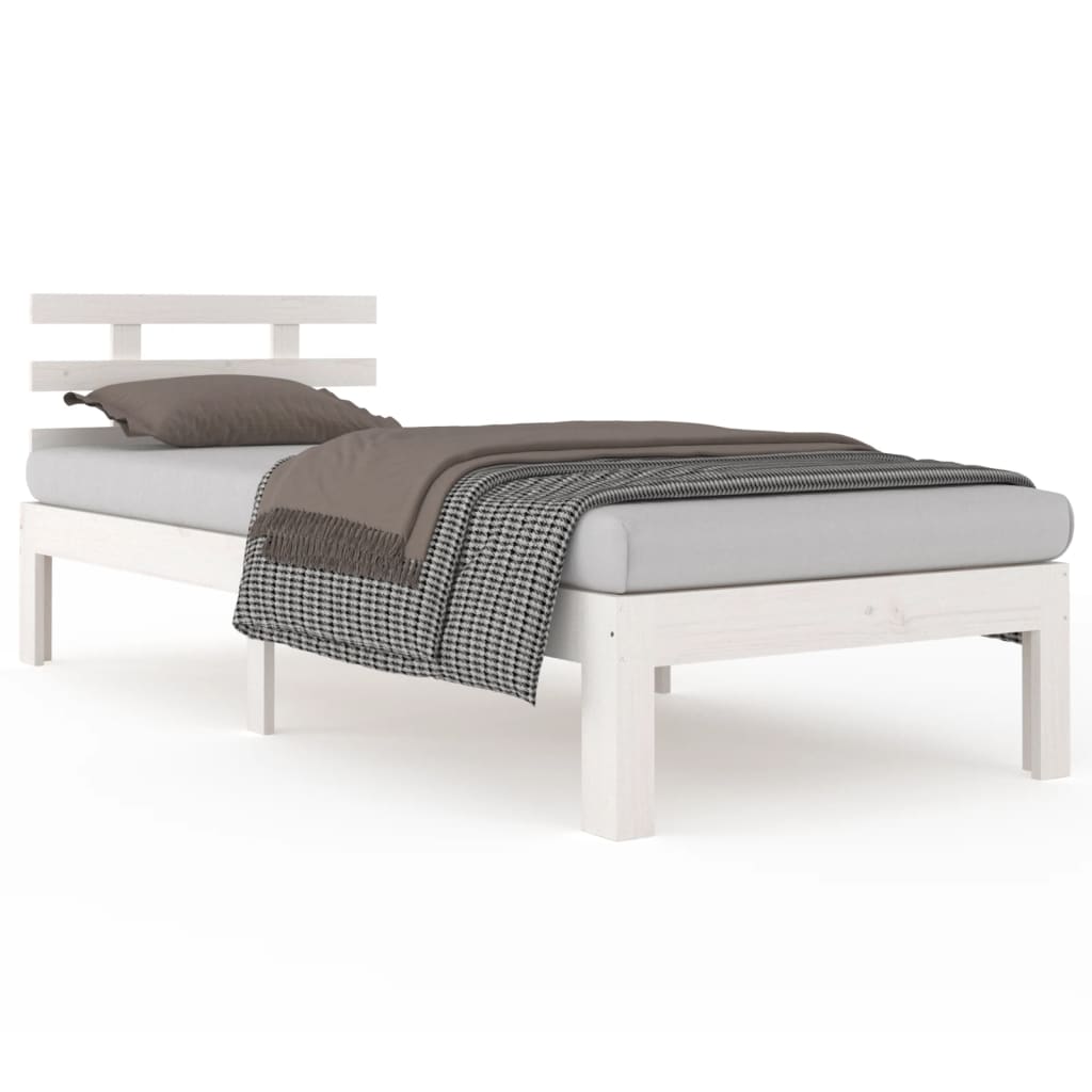 White Solid Wood Bed Frame 100x200 cm - No Mattress Included