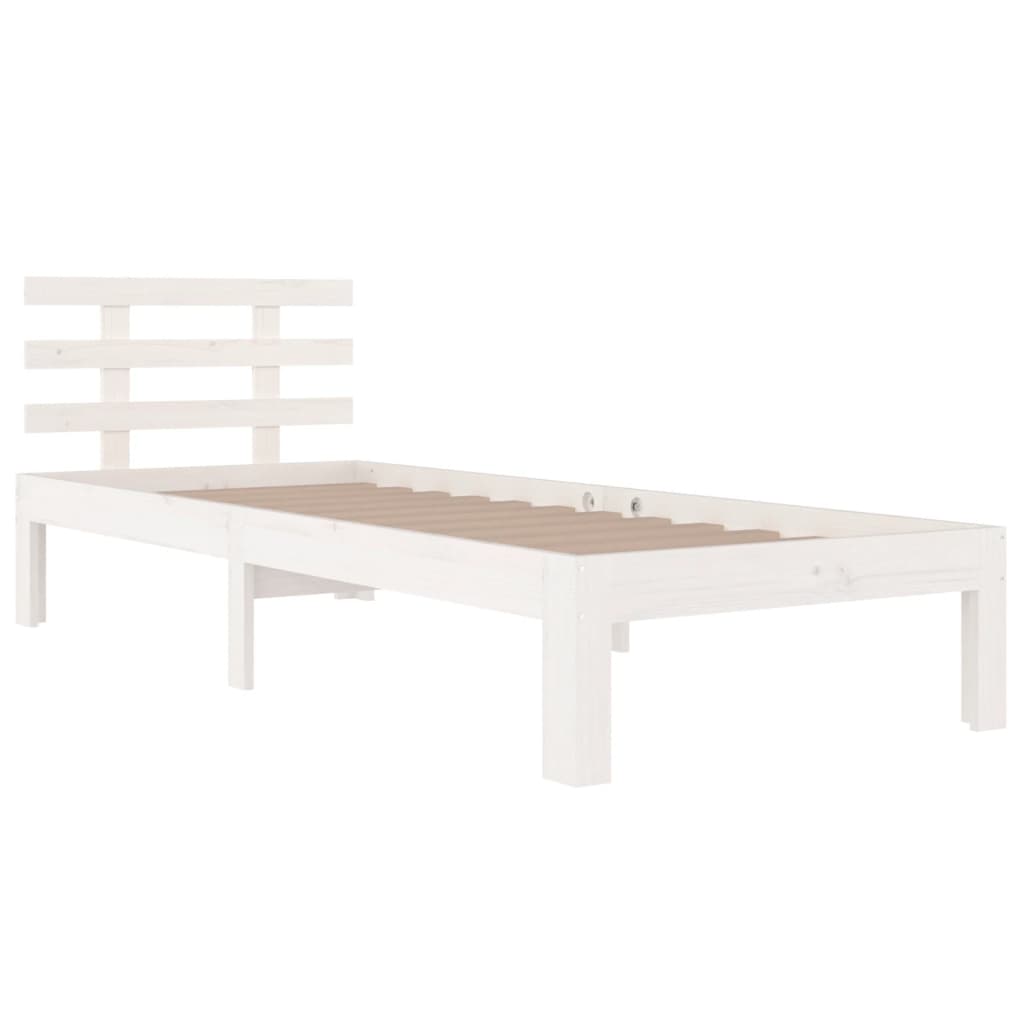 White Solid Wood Bed Frame 100x200 cm - No Mattress Included