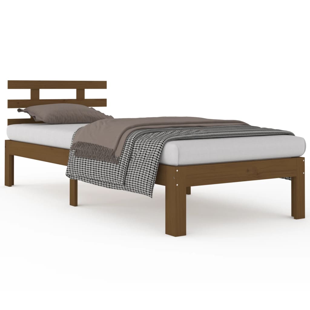 Honey Brown Solid Wood Bed Frame 100x200 cm - No Mattress Included