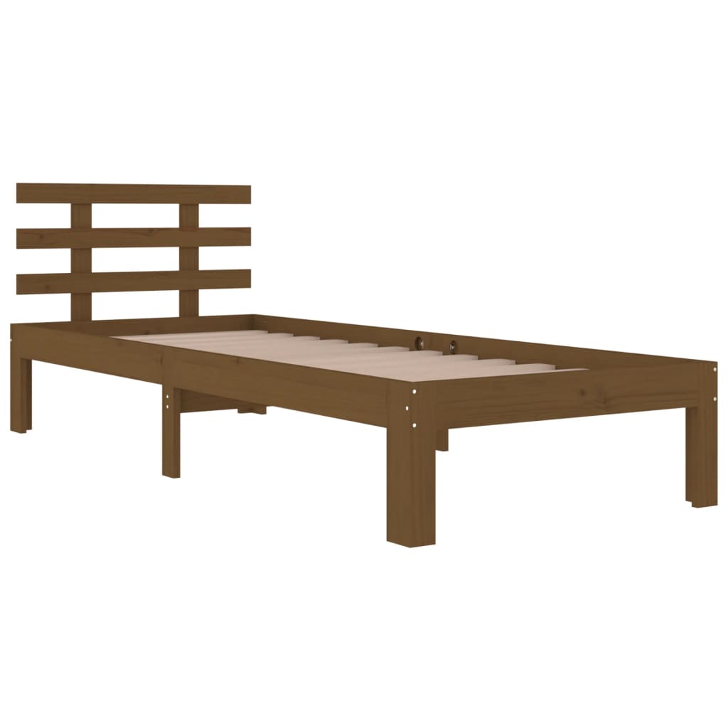 Honey Brown Solid Wood Bed Frame 100x200 cm - No Mattress Included
