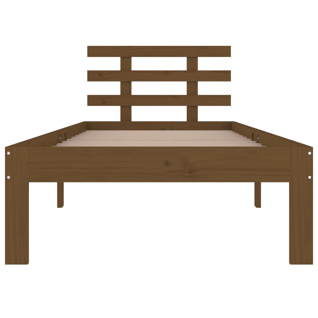 Honey Brown Solid Wood Bed Frame 100x200 cm - No Mattress Included