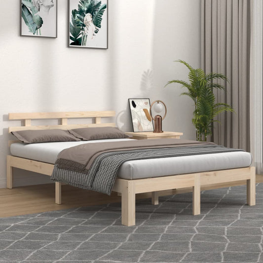 Solid Wood Bed Frame 140x200 cm – Sturdy & Elegant Design