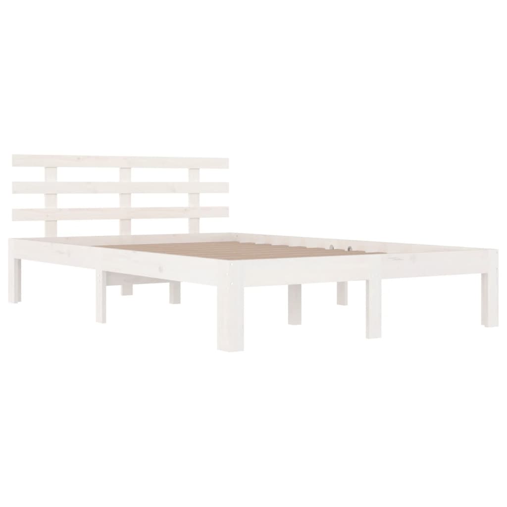 White Solid Wood Bed Frame 140x200 cm - No Mattress Included