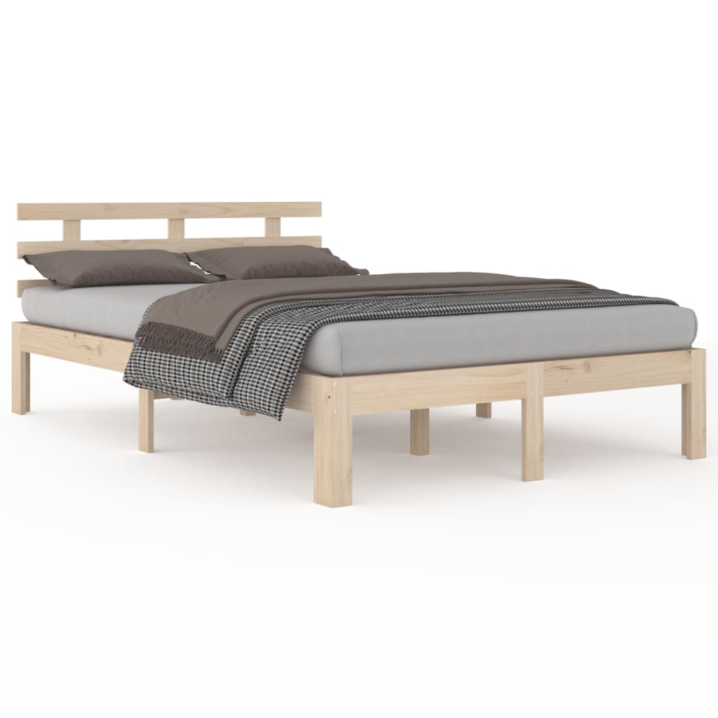 Solid Wood King Size Bed Frame 150x200 cm - No Mattress Included