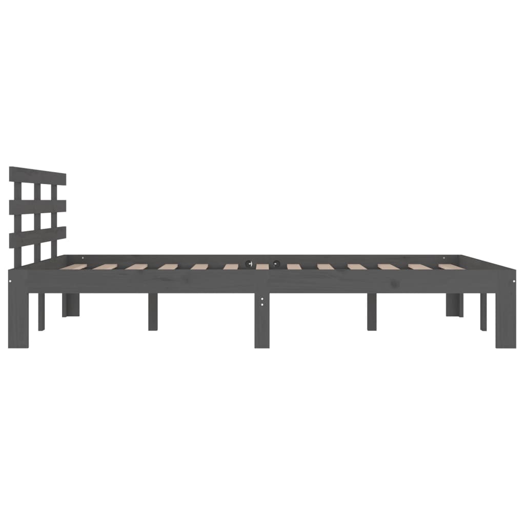 Solid Wood Grey King Size Bed Frame 150x200 cm - No Mattress