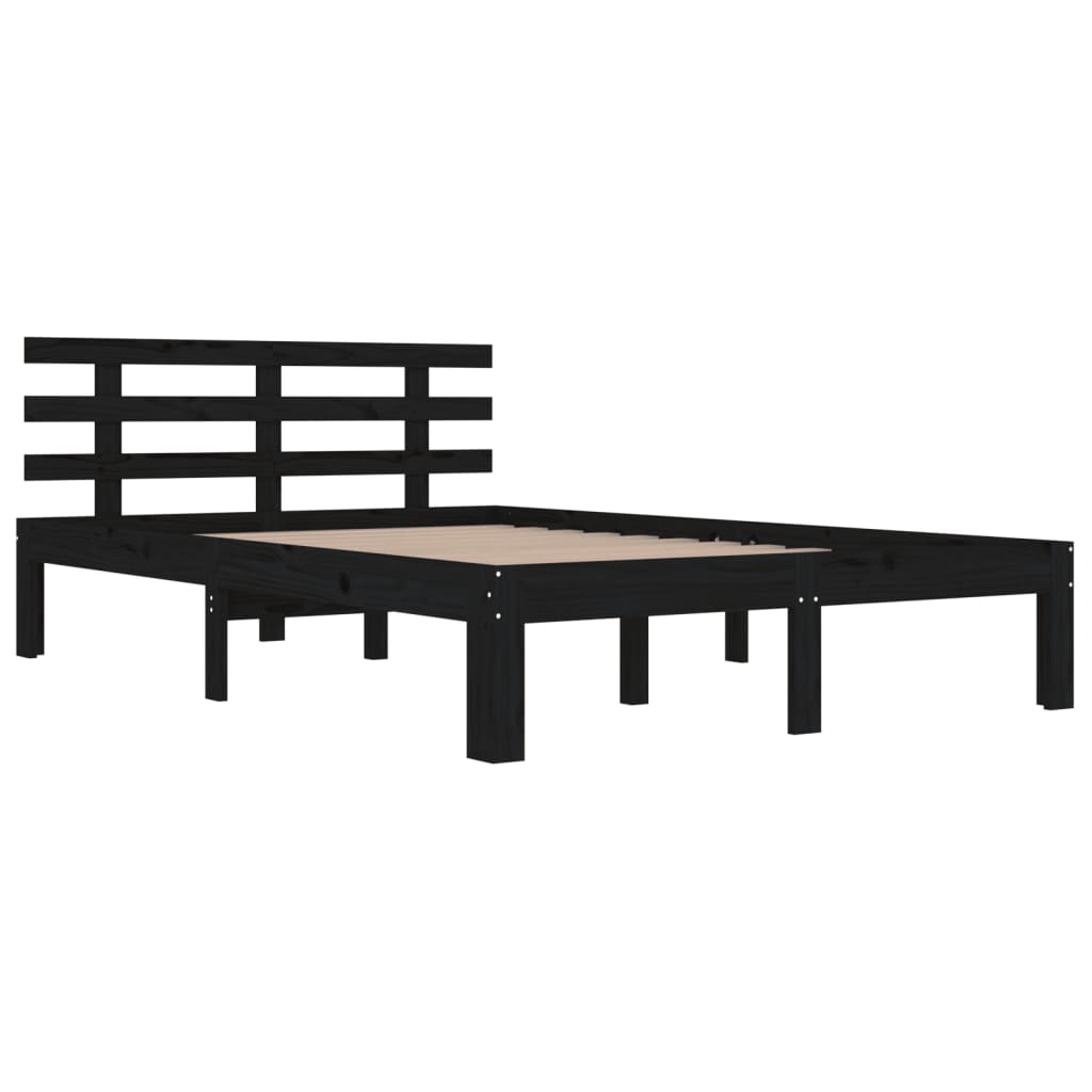 Black Solid Wood Bed Frame 200x200 cm - No Mattress Included