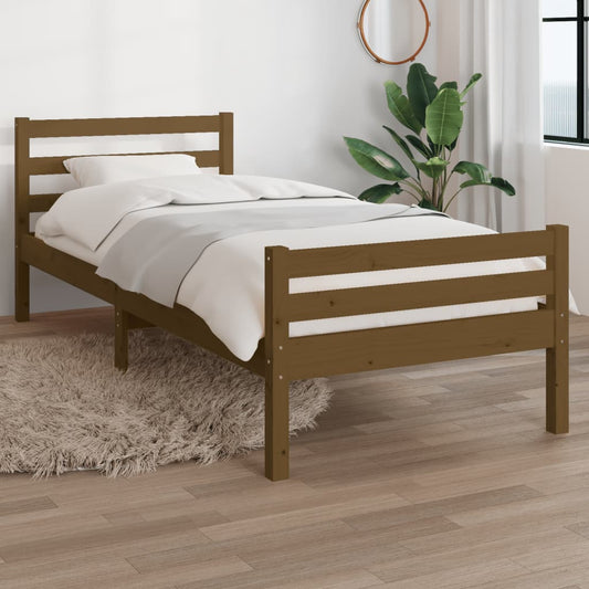 Honey Brown Solid Wood Small Single Bed Frame 75x190 cm