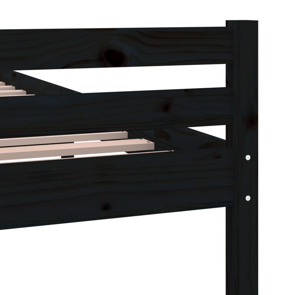 Black Solid Wood Bed Frame 140x190 cm - No Mattress Included