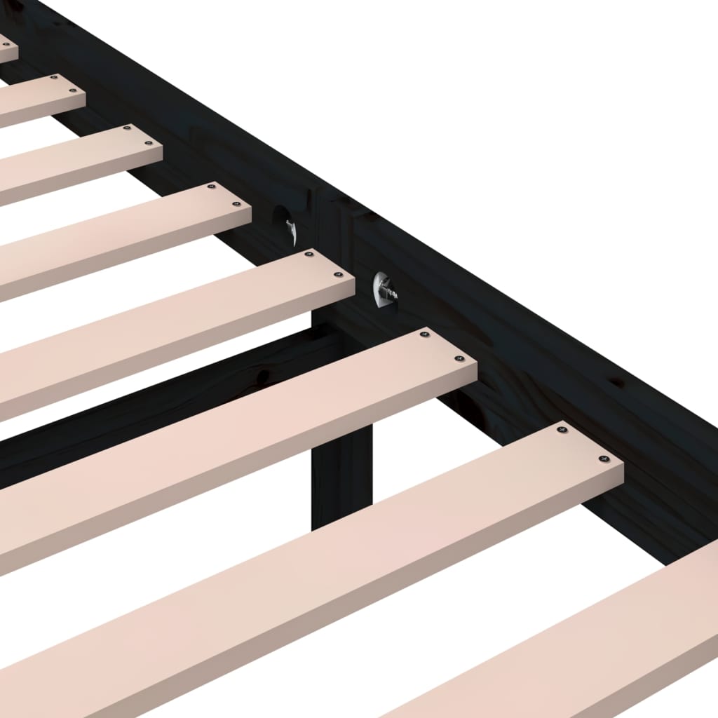 Black Solid Wood Bed Frame 140x190 cm - No Mattress Included