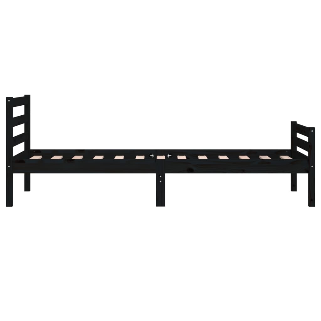 Black Solid Wood Bed Frame, No Mattress, 100x200 cm
