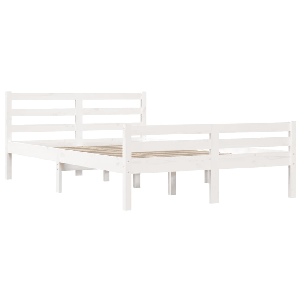 White Solid Wood Bed Frame 140x200 cm - No Mattress Included