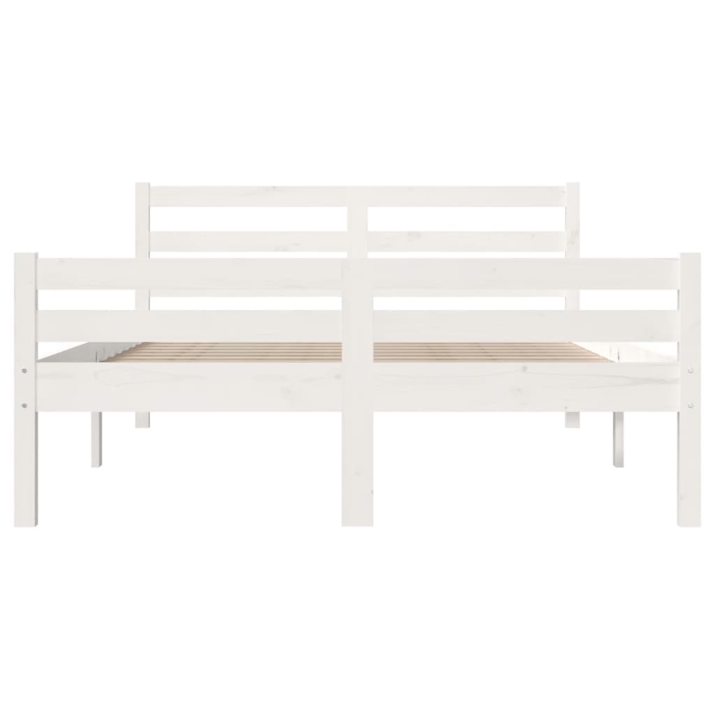 White Solid Wood Bed Frame 140x200 cm - No Mattress Included