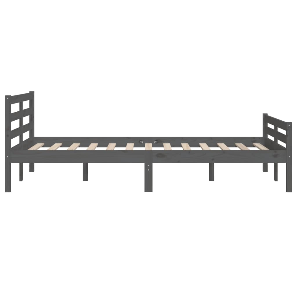 Solid Wood Grey Bed Frame 140x200 cm - Mattress Not Included
