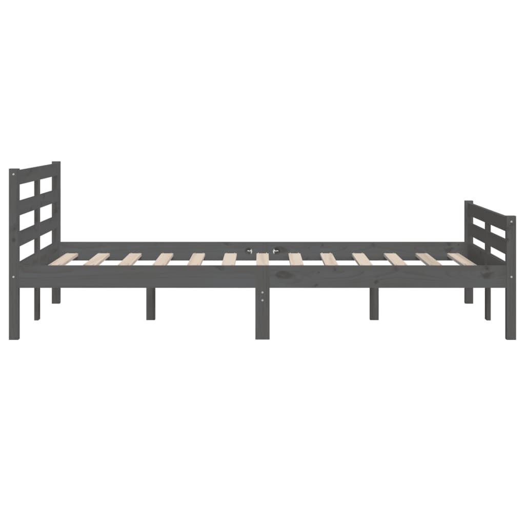 Solid Wood Grey King Size Bed Frame 150x200 cm - No Mattress Included