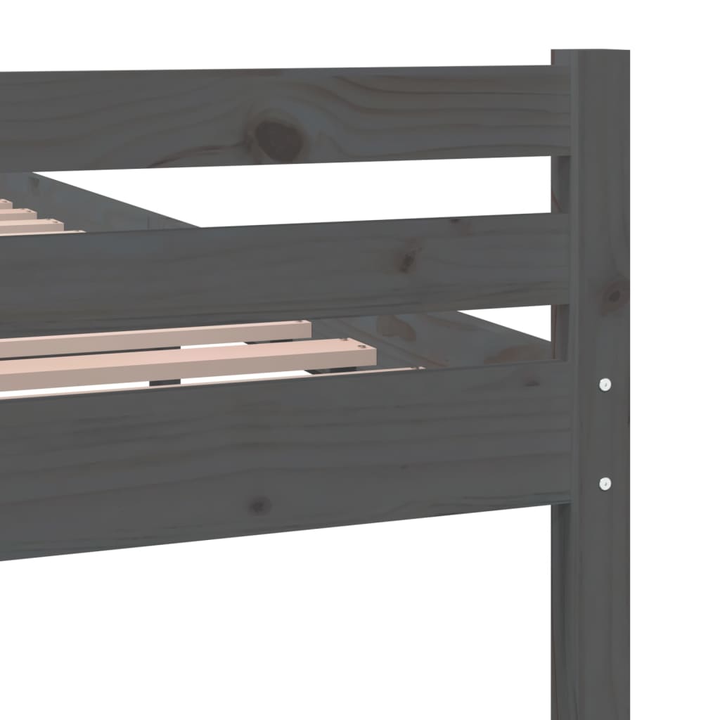 Solid Wood Grey King Size Bed Frame 150x200 cm - No Mattress Included
