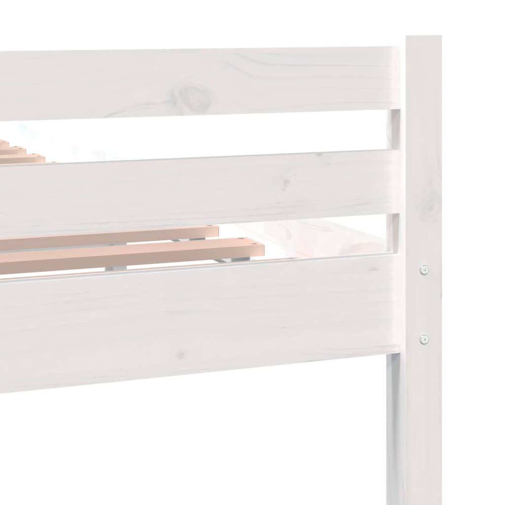 Solid Wood White Bed Frame, 200x200 cm - Mattress Not Included