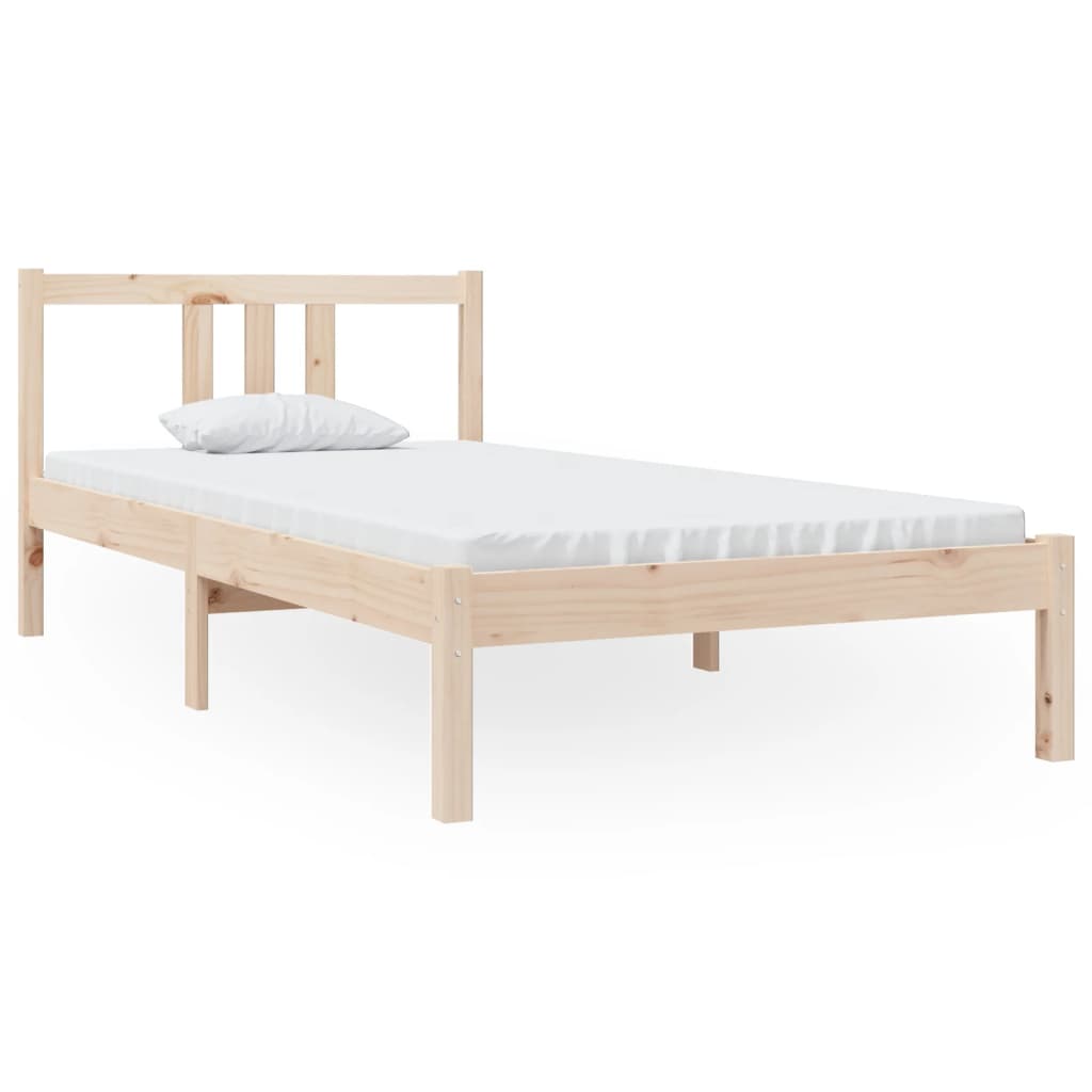 Solid Wood Single Bed Frame 90x190 cm - Natural Finish