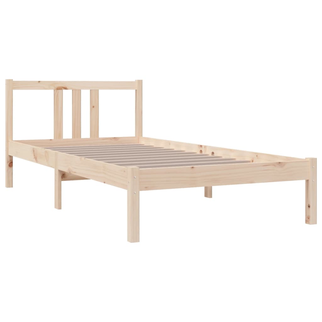 Solid Wood Single Bed Frame 90x190 cm - Natural Finish