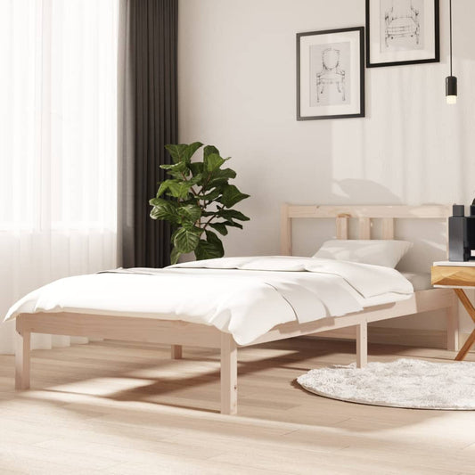 Solid Wood Single Bed Frame 90x190 cm - Natural Finish