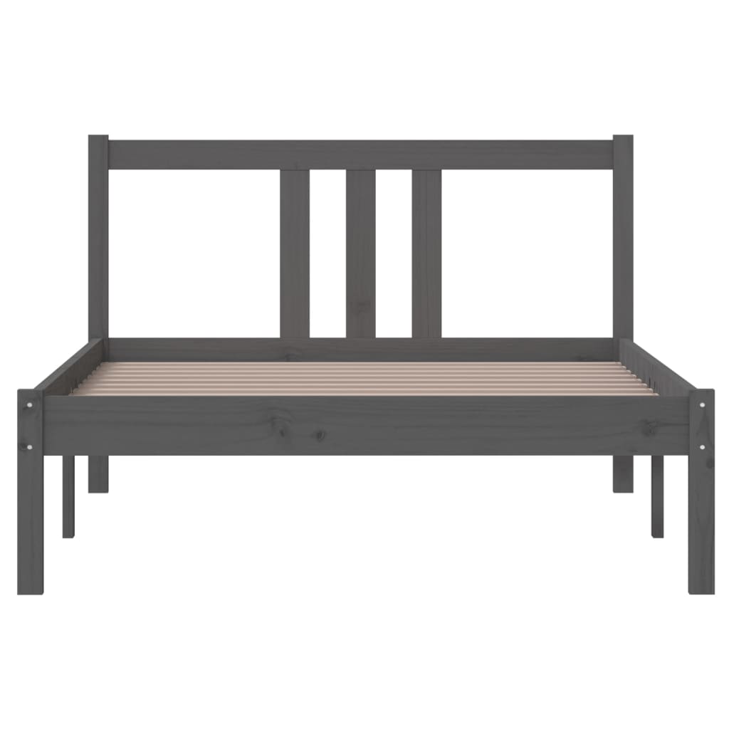 Grey Solid Wood Bed Frame - 100x200 cm - Mattress Not Included