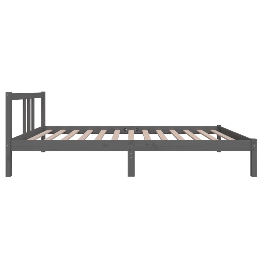 Grey Solid Wood Bed Frame - 100x200 cm - Mattress Not Included