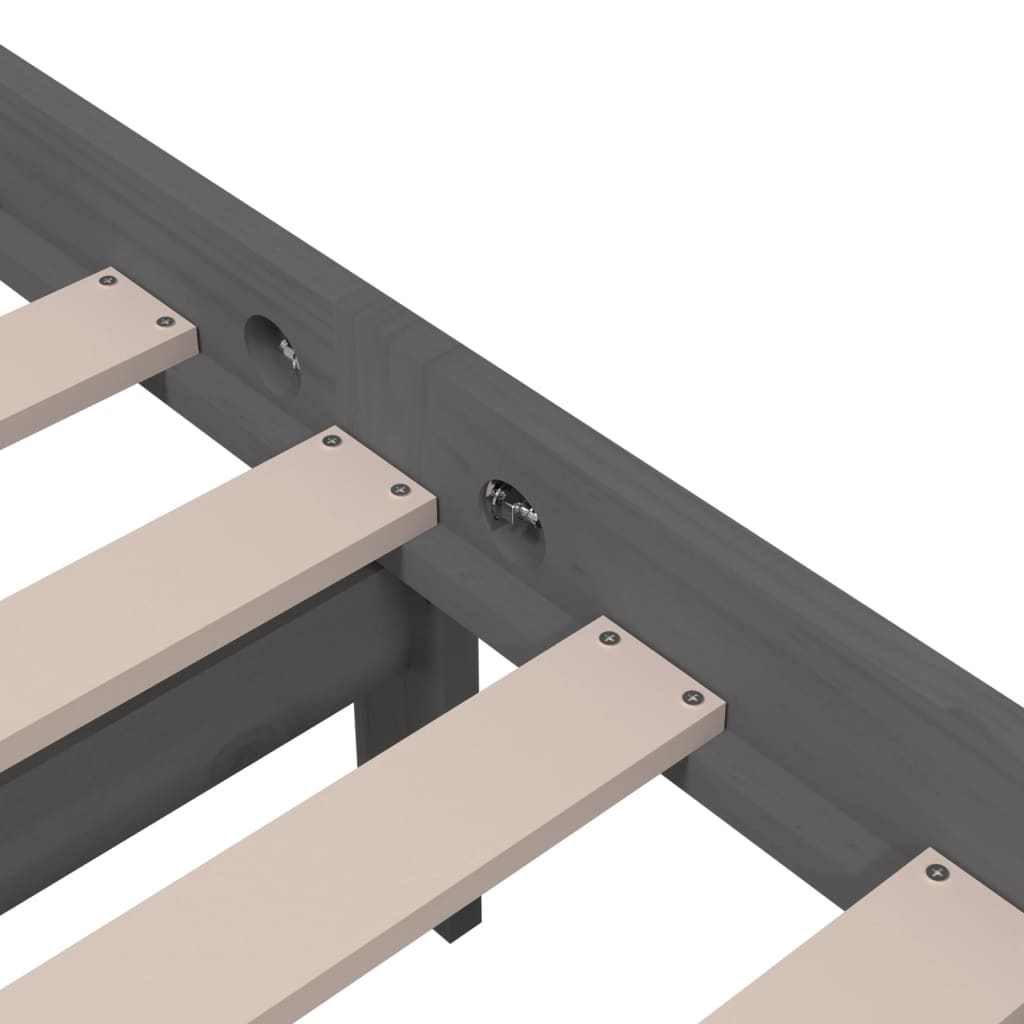 Grey Solid Wood Bed Frame - 100x200 cm - Mattress Not Included