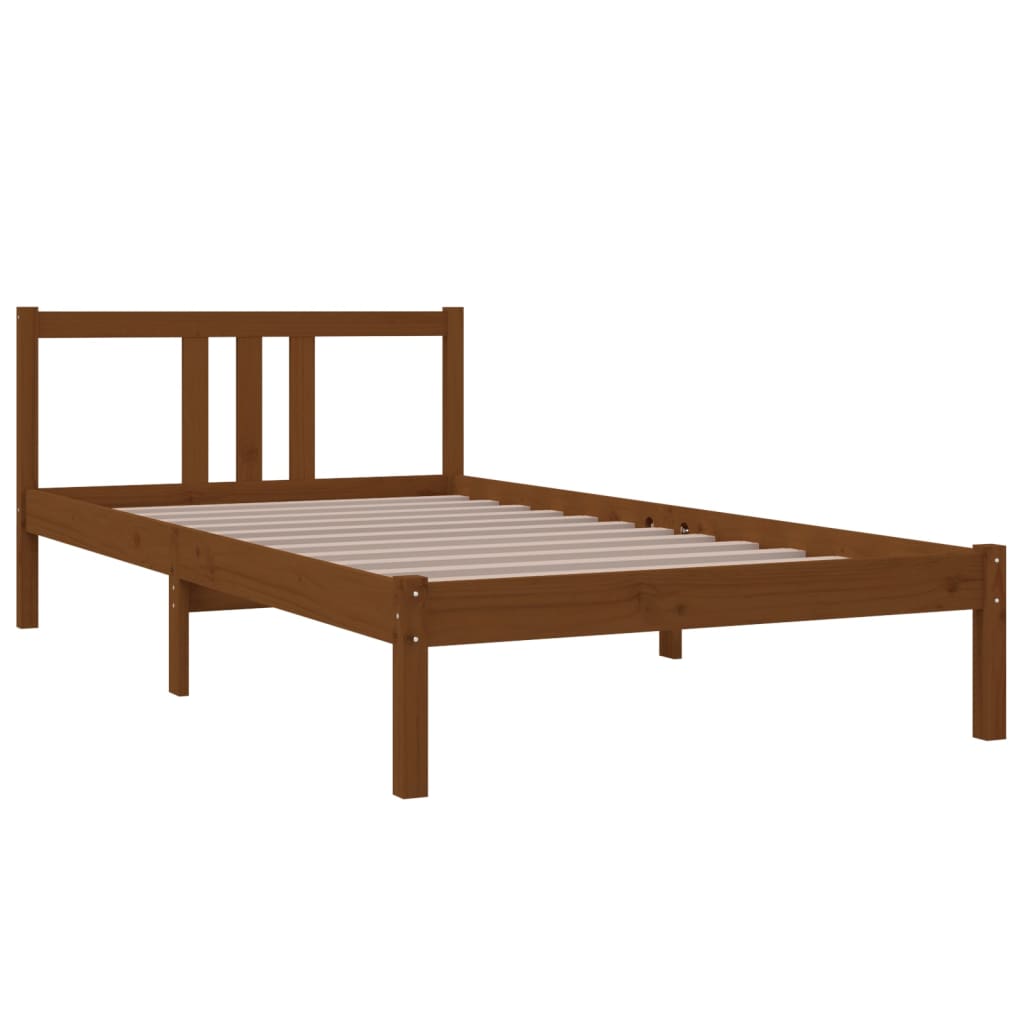 Honey Brown Solid Wood Bed Frame 100x200 cm - No Mattress Included