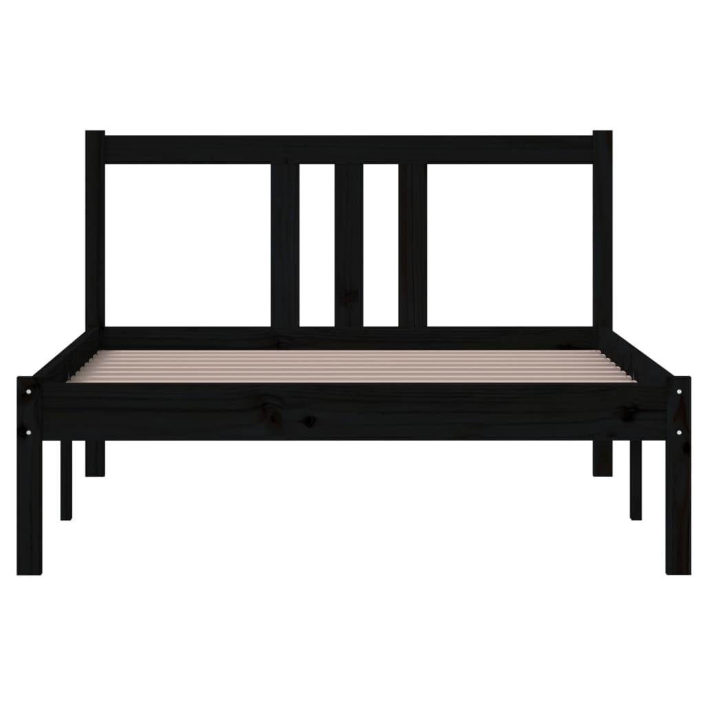 Black Solid Wood Bed Frame 100x200 cm - Mattress Not Included