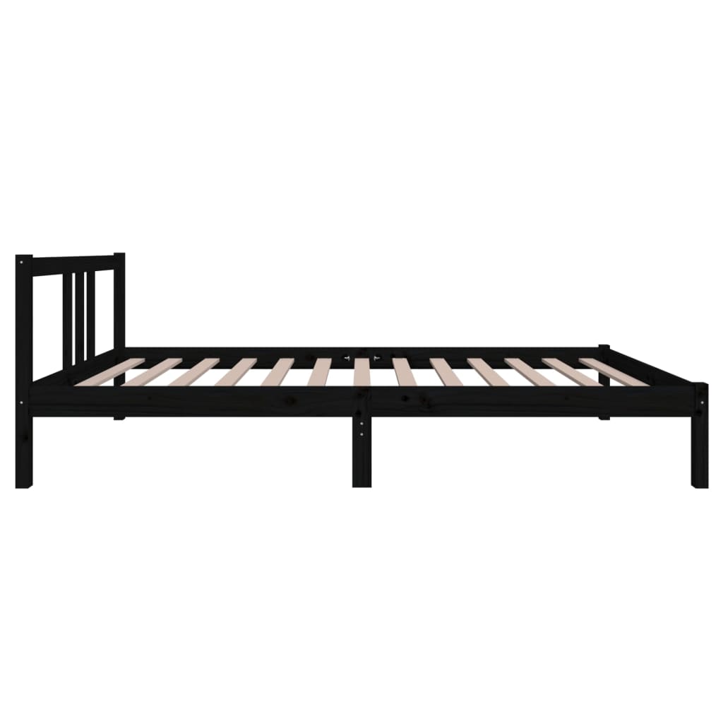 Black Solid Wood Bed Frame 100x200 cm - Mattress Not Included