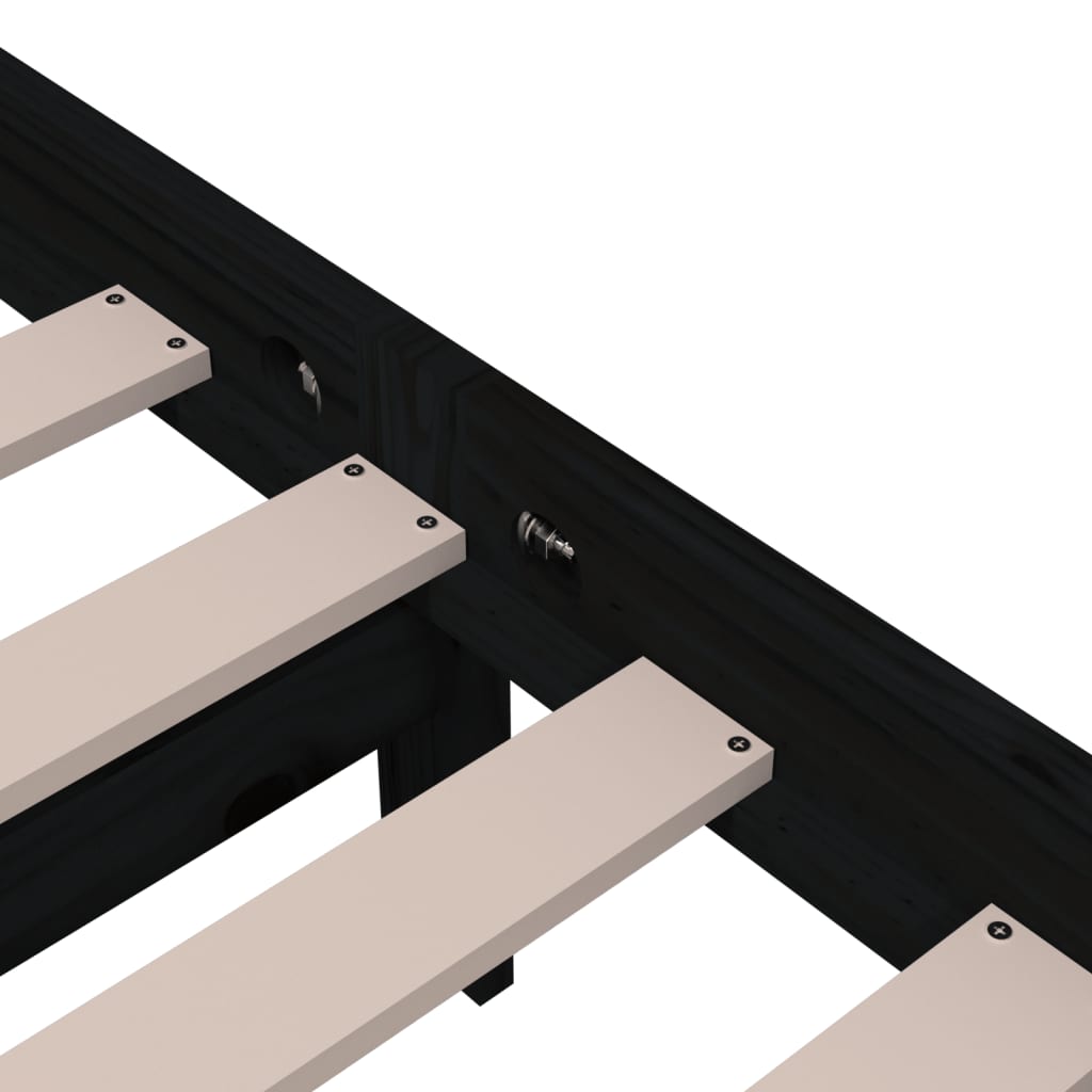 Black Solid Wood Bed Frame 100x200 cm - Mattress Not Included