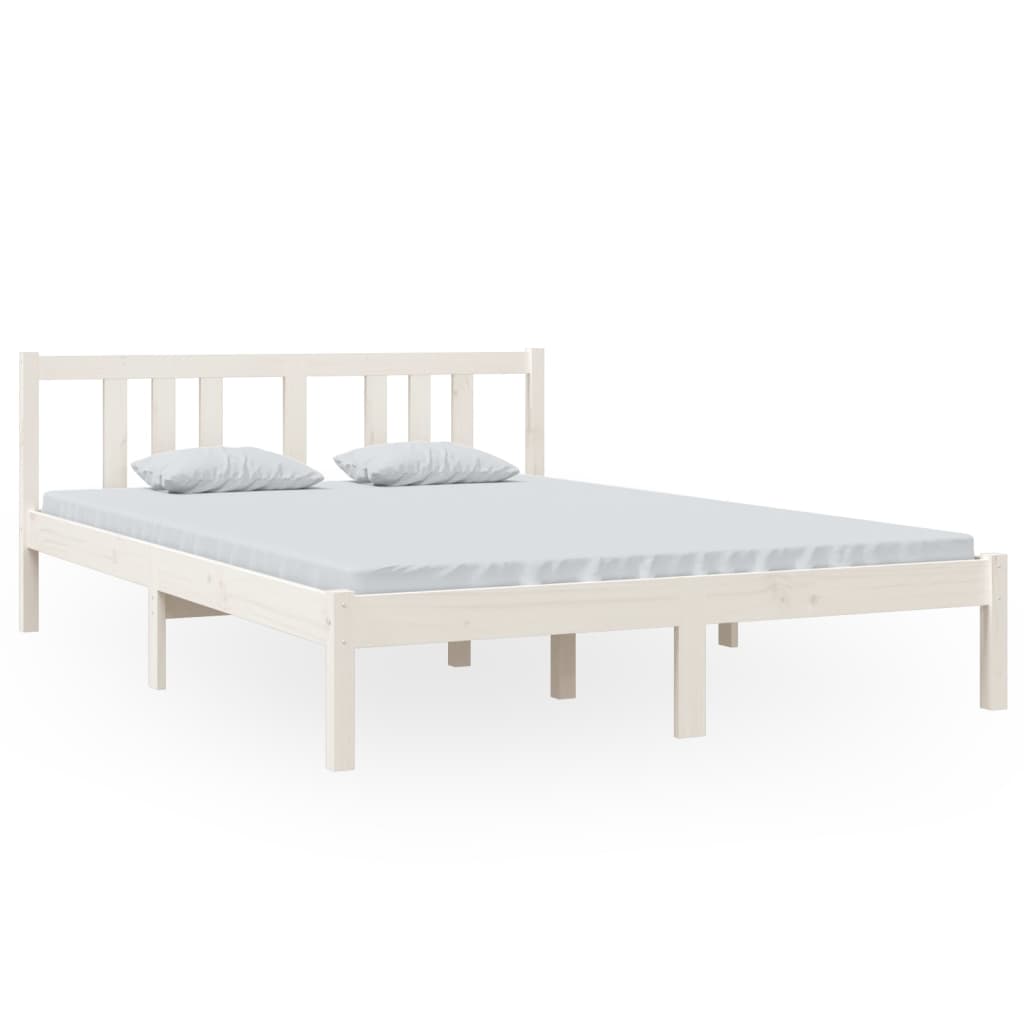 Solid Wood White Bed Frame 140x200 cm, No Mattress Included