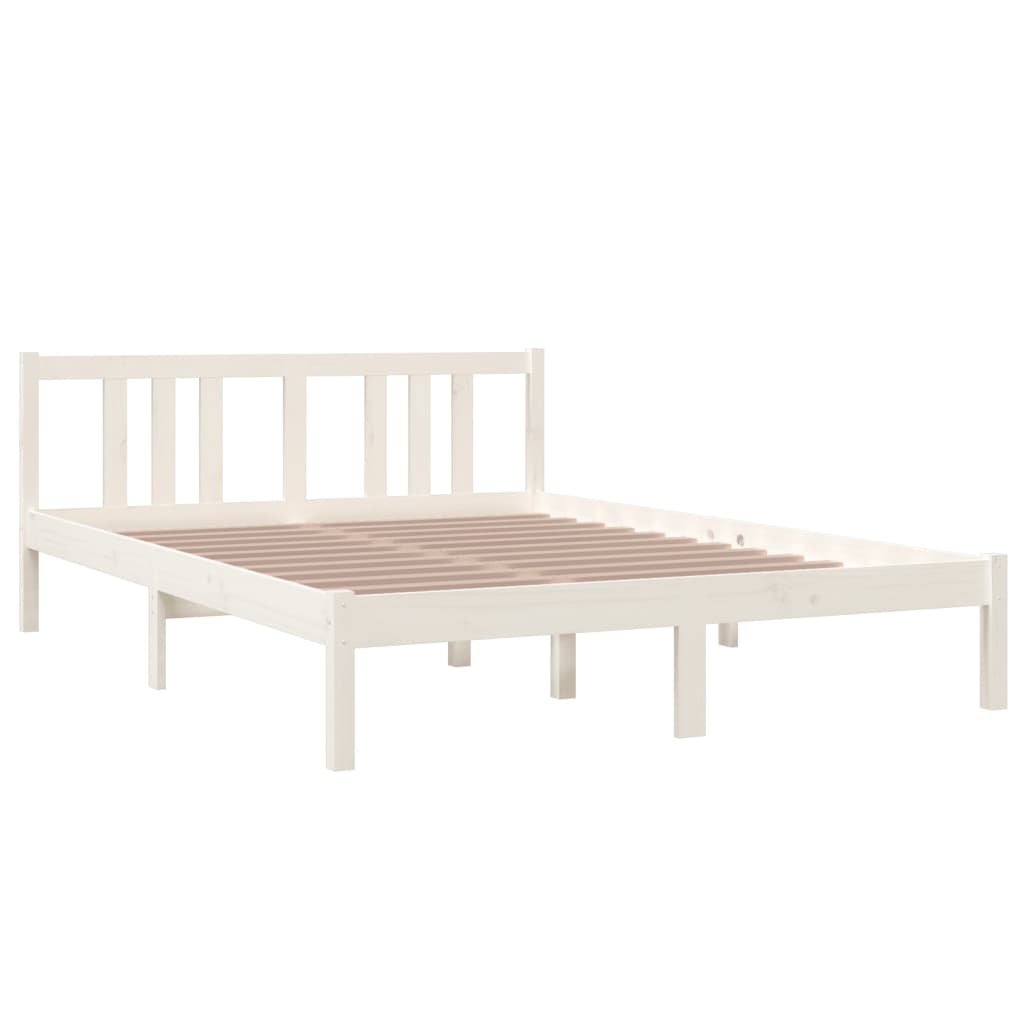 Solid Wood White Bed Frame 140x200 cm, No Mattress Included