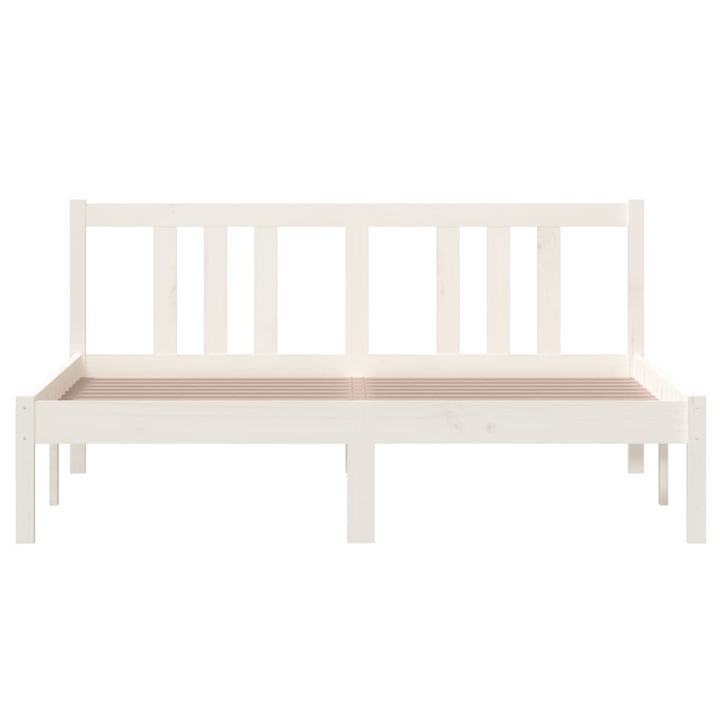 Solid Wood White Bed Frame 140x200 cm, No Mattress Included