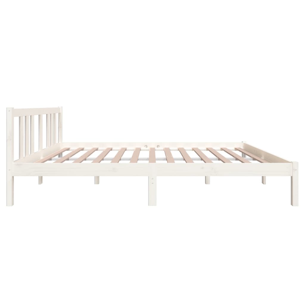 Solid Wood White Bed Frame 140x200 cm, No Mattress Included