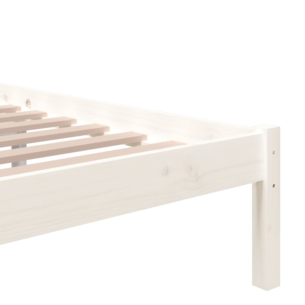 Solid Wood White Bed Frame 140x200 cm, No Mattress Included