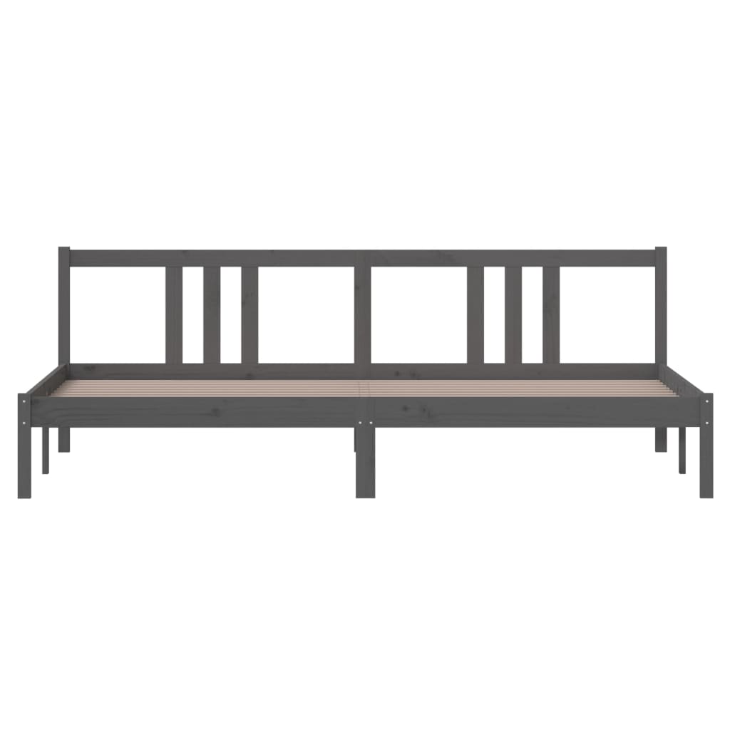 Grey Solid Wood Bed Frame 200x200 cm - No Mattress Included